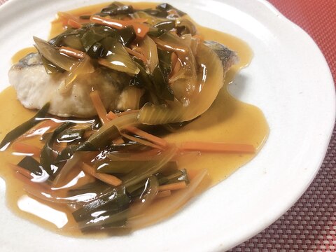 野菜たっぷり鰆の甘酢あんかけ